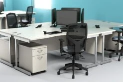 Avon White Rectangular Cantilever Desk -Office Furniture Store roomshot 2 12