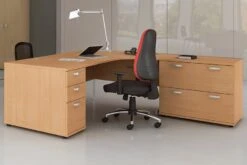Price Point Beech Small Panel End Desk -Office Furniture Store roomshot 3 beech 1