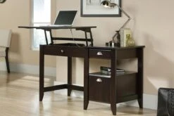 Riser Height Adjustable Desk -Office Furniture Store sit stand desk jamocha wood 1