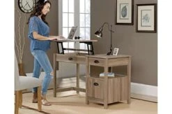 Riser Height Adjustable Desk -Office Furniture Store sit stand desk salt oak 4
