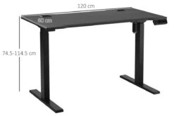 Black Height Adjustable Standing Desk -Office Furniture Store vinsetto 120 cm x 60 cm electric height adjustable standing desk 3