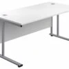 Kestral White Rectangular Cantilever Desk 2 Kestral White Rectangular Cantilever Desk -Office Furniture Store white top silver frame 3