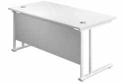 Kestral White Rectangular Cantilever Desk -Office Furniture Store white top white frame 1