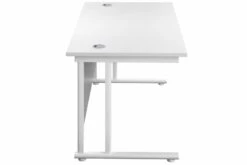 Kestral White Rectangular Cantilever Desk -Office Furniture Store white top white frame 5